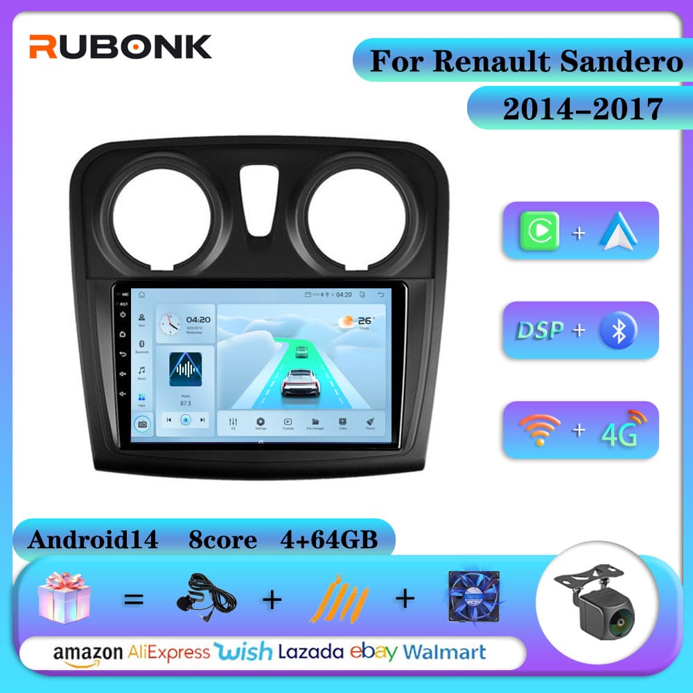 Suitable for 14-17 Renault Sandero dedicated Android large-screen navigation GPS player wireless Carplay