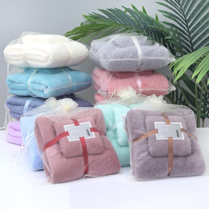 High Density Coral Fleece Towel Bath Towel Mother and Baby Set Towel Adult Beach Soft Coral Fleece Hotel Large Bath Towel Gift Bag