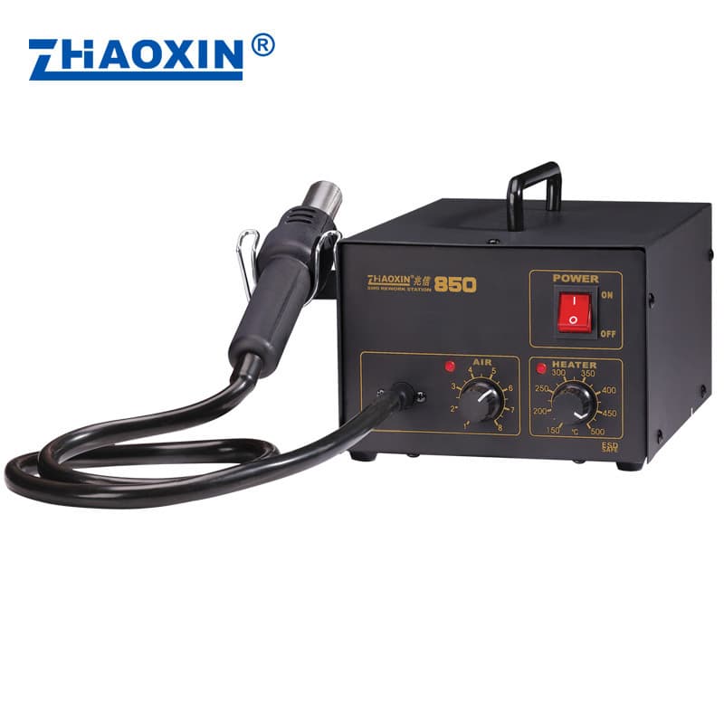 Zhaoxin manufacturer 850 hot air gun desoldering station digital display adjustable constant temperature mobile phone repair BGA air pump type straight air gun