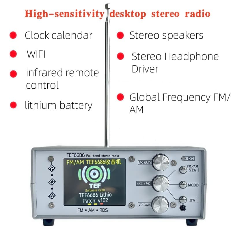 Cross-border DIY Desktop Full-Band Radio TEF6686 Digital High Sensitivity Radio FM AM Radio