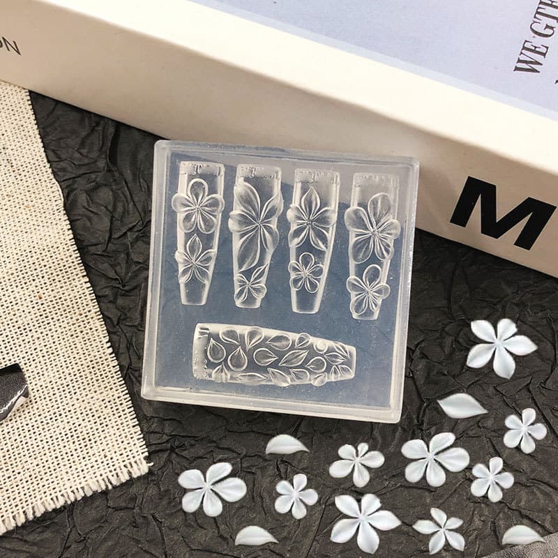 Cross-Border Hot-Selling Product: High-Transparency Embossed Carving Decoration Nail Mold, Miniature Plumeria Nail Decoration Mold