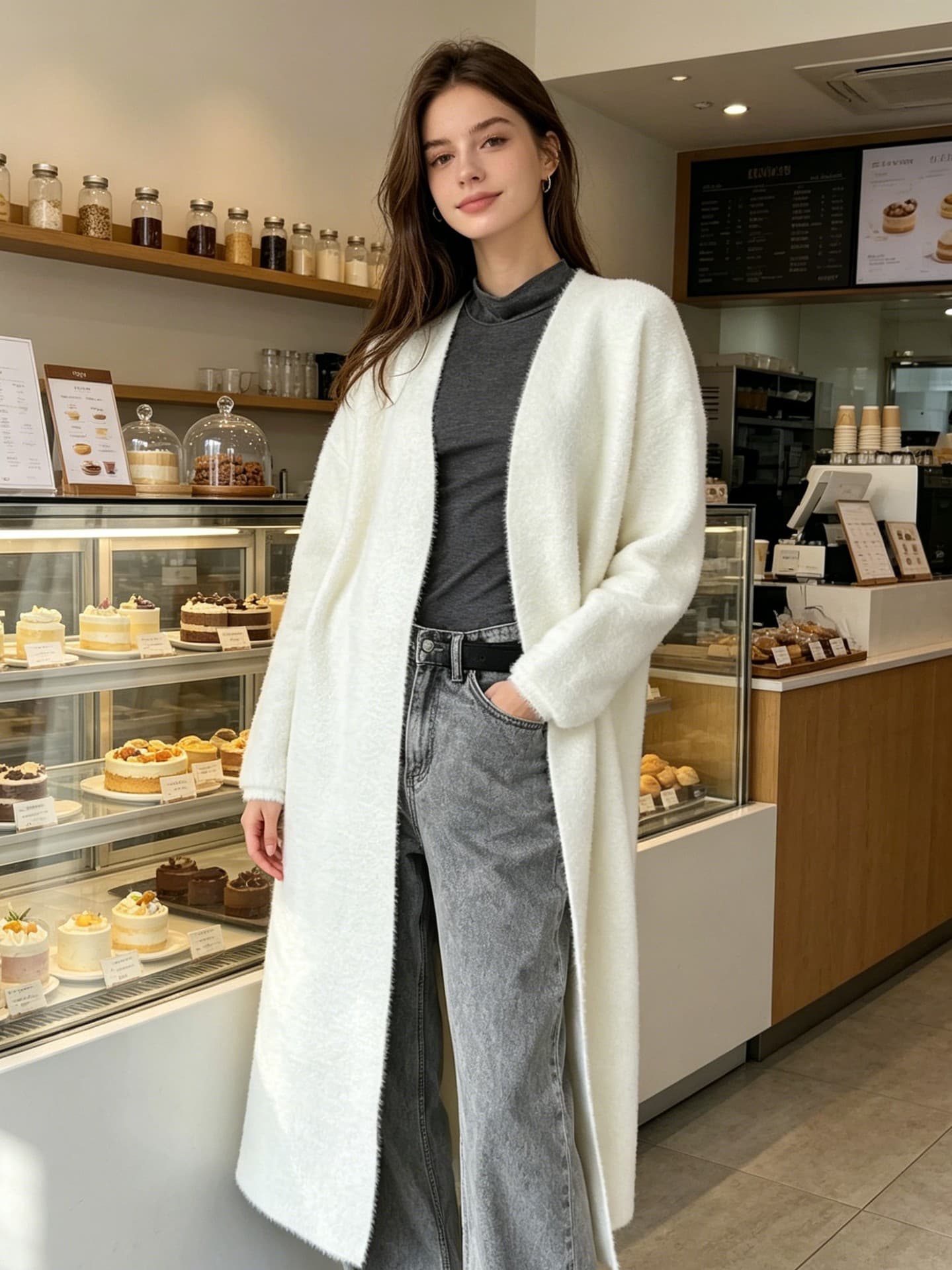 Russian Cross-border Wholesale Women's Faux Mink Pearl Button Cardigan Light Luxury Style Jacket Autumn Winter Sweater Wholesale Factory