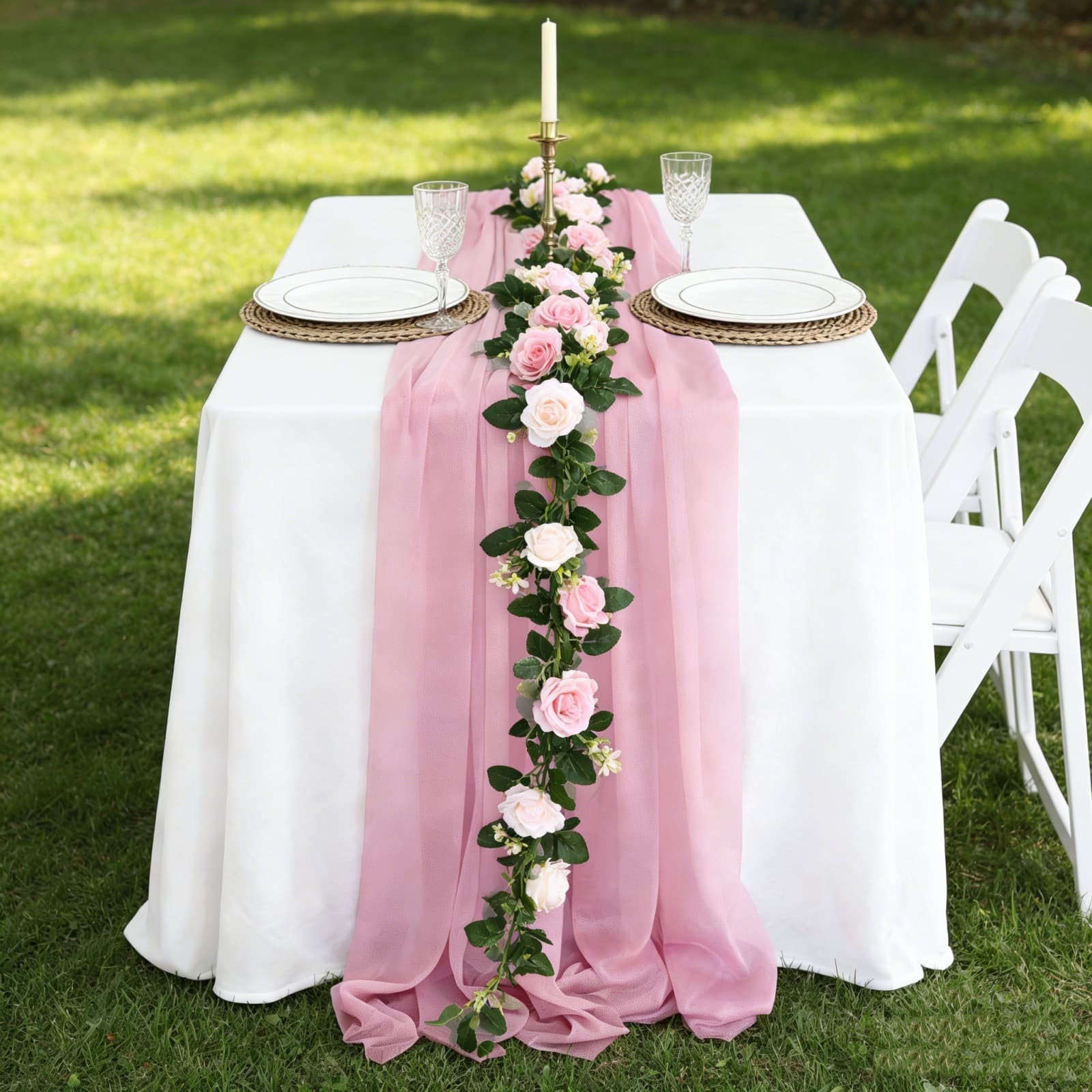 Beauty Gauze Table Runner Curtain Voile Outdoor Wedding Birthday Decoration Hotel Decoration Chiffon Bali Gauze Factory Wholesale