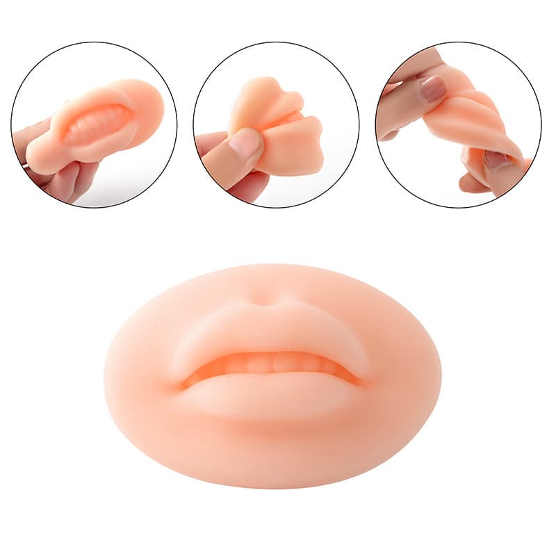 5D 3D Simulation Silicone Lip Practice Film for Beginners, Silicone Tattoo Practice Tool, Practice Skin