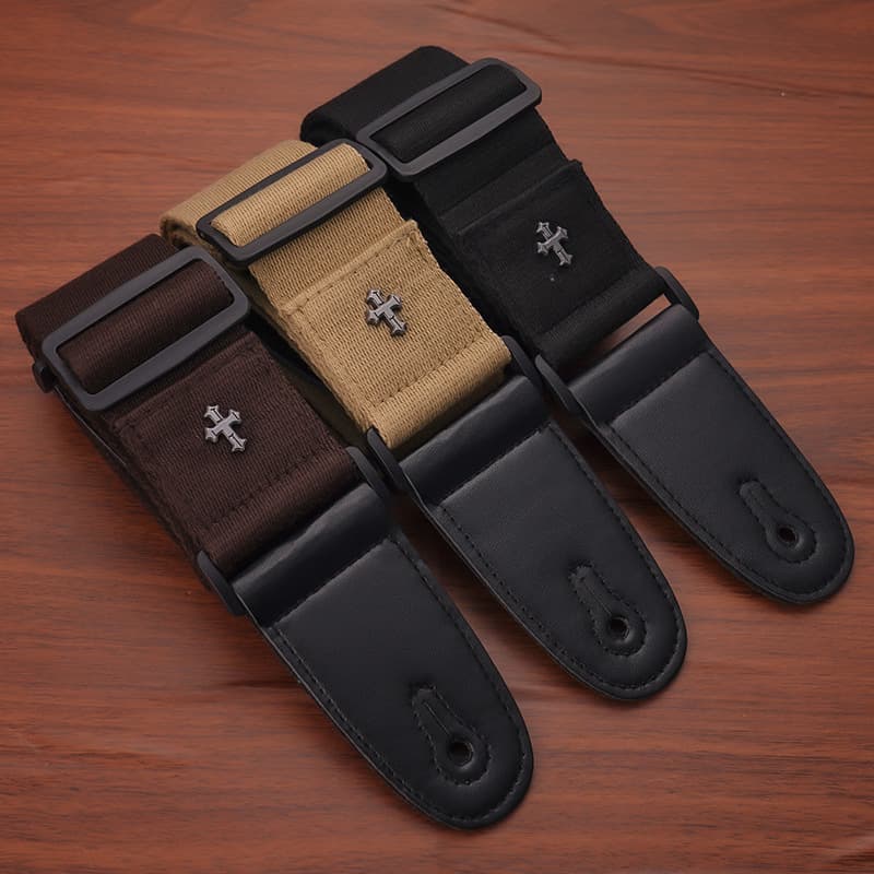 Folk Guitar Strap for Acoustic and Electric Guitars, Cotton, Unisex, Classic Bass Guitar Strap