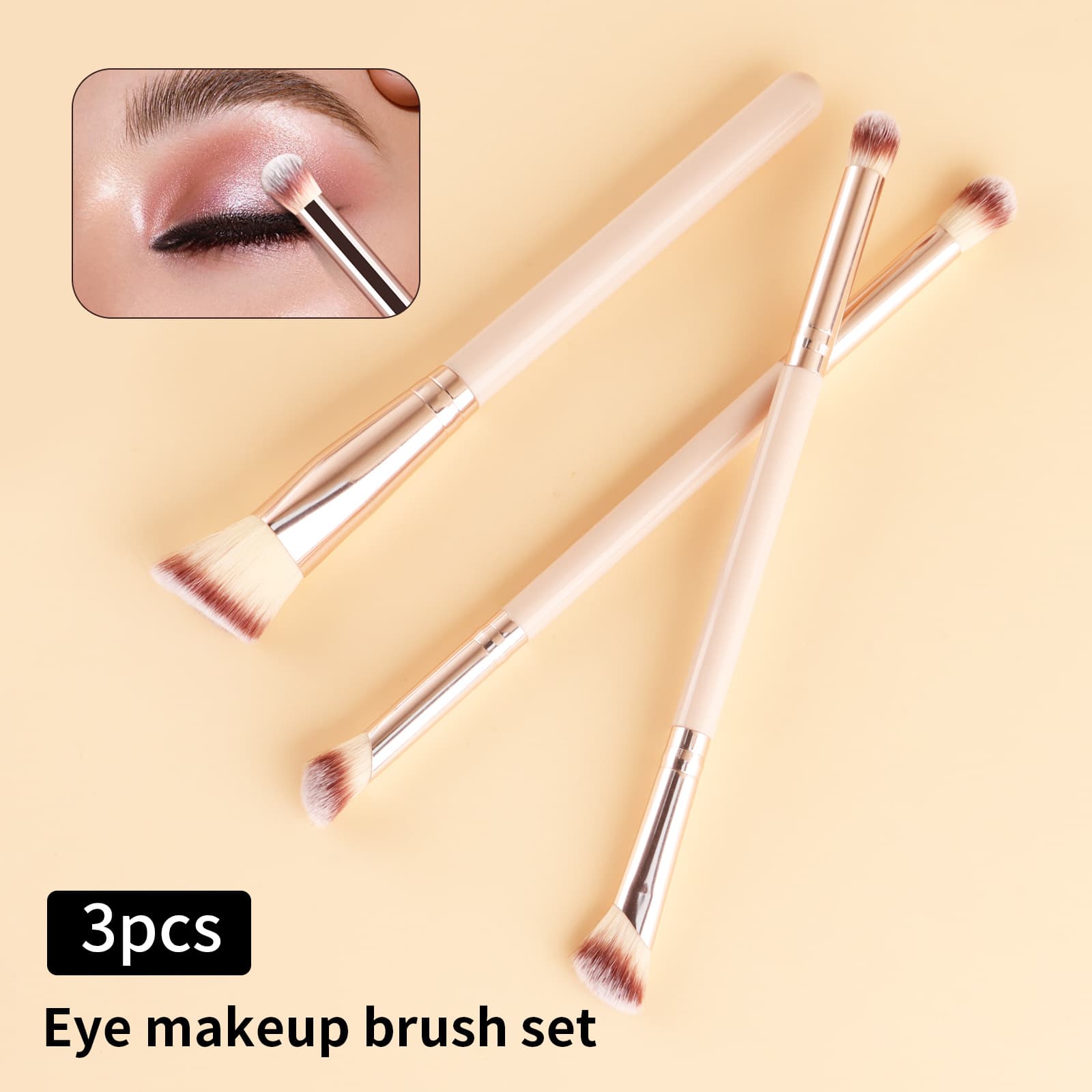 New 3-Piece Multifunctional Makeup Brush Set: Color Spreading Brush, Round Head Blending Brush, Angled Detail Brush, Triangular Concealer Brush