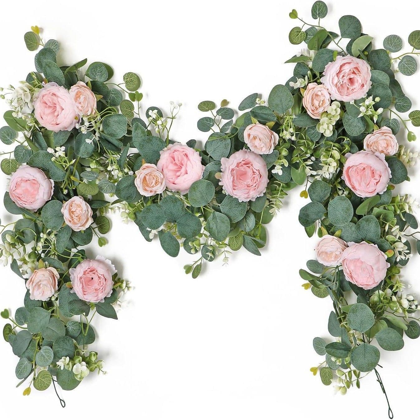 Amazon Simulated Outdoor Home Decoration Wedding Landscape Decoration Photography Props Eucalyptus Leaves Peony Flower Rattan