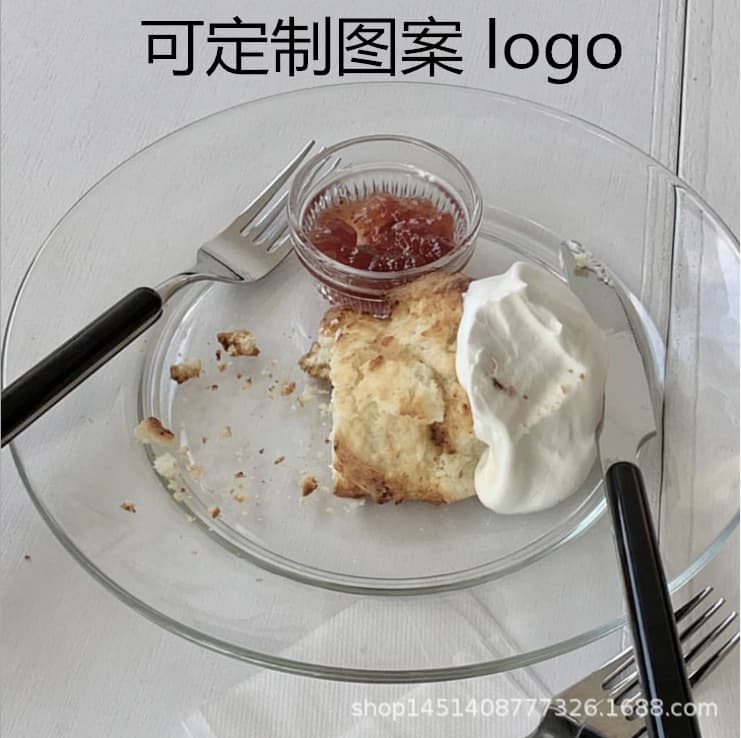 Transparent Round Tempered Glass Plate Japanese-style Glass Flat Plate Pish Pastry Plate Microwaveable Steamer Dessert