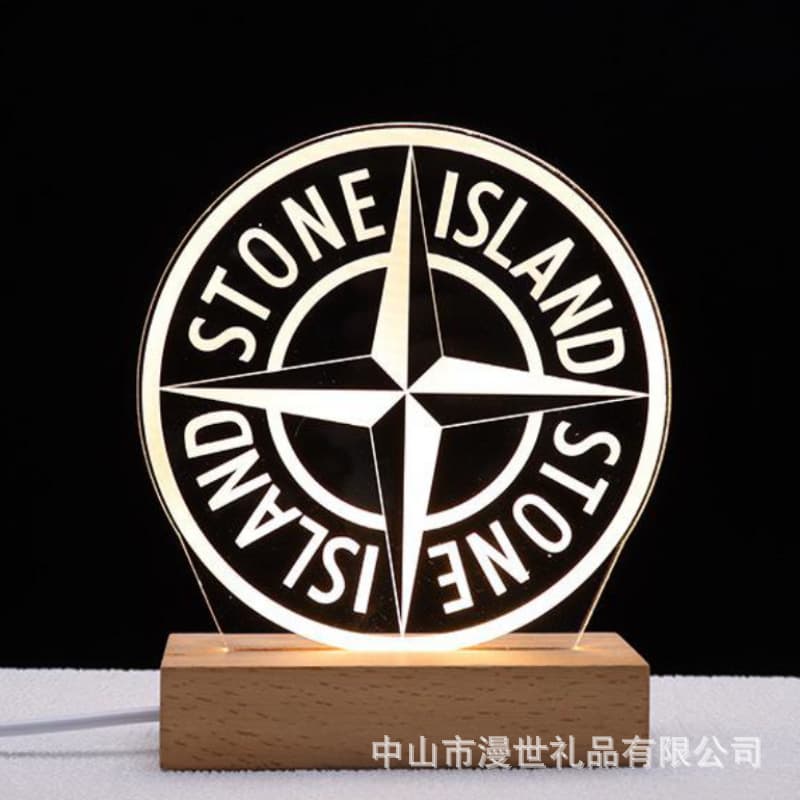 Factory direct sales stone island stone island commemorative coin 3D night light USB button monochrome LED ornament