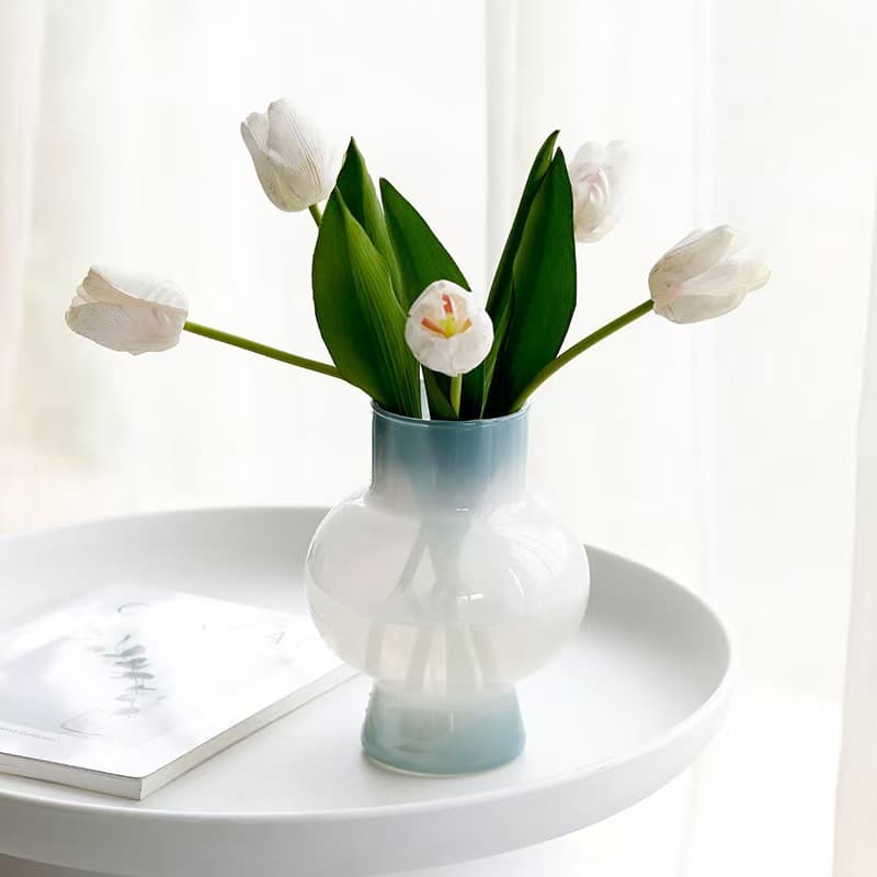 Medieval Fenton high-value glass vase French ins style lantern living room flower arrangement ornaments high-end flower device