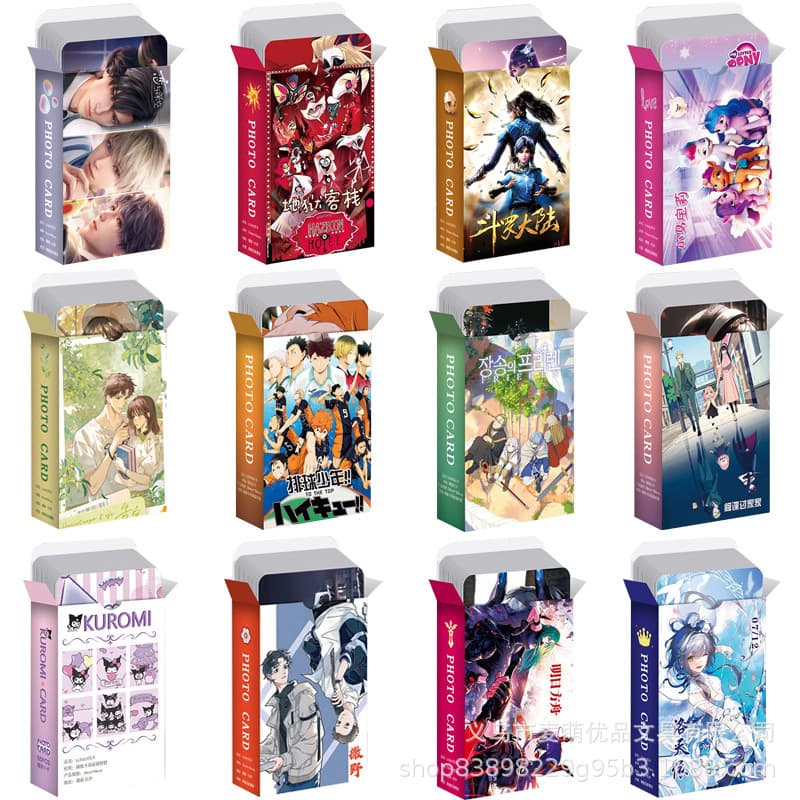 55 pieces/box anime laser photo cards boxed two-dimensional tomb robbing notes volleyball boy Gojo Satoru laser photo cards