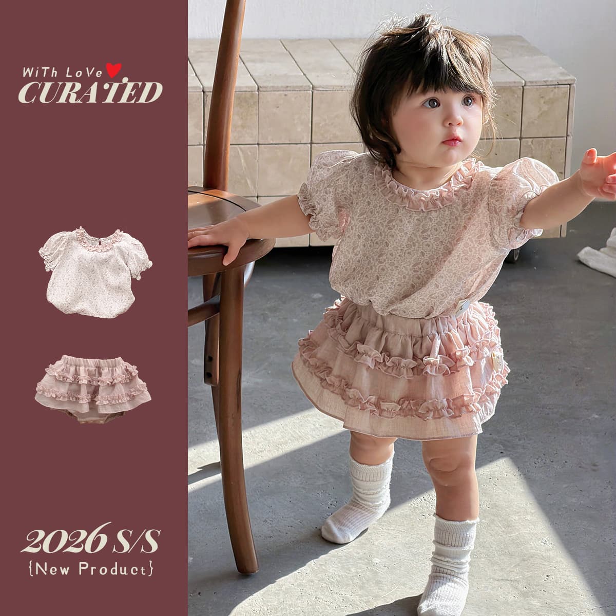 Baby girl summer clothes skirt suit little girl sweet floral short-sleeved top girl princess skirt
