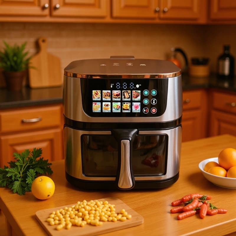 2025 New Model Air Fryer for Home Use, Large Capacity French Fry Maker, Multifunctional Electric Deep Fryer for Cross-border Export