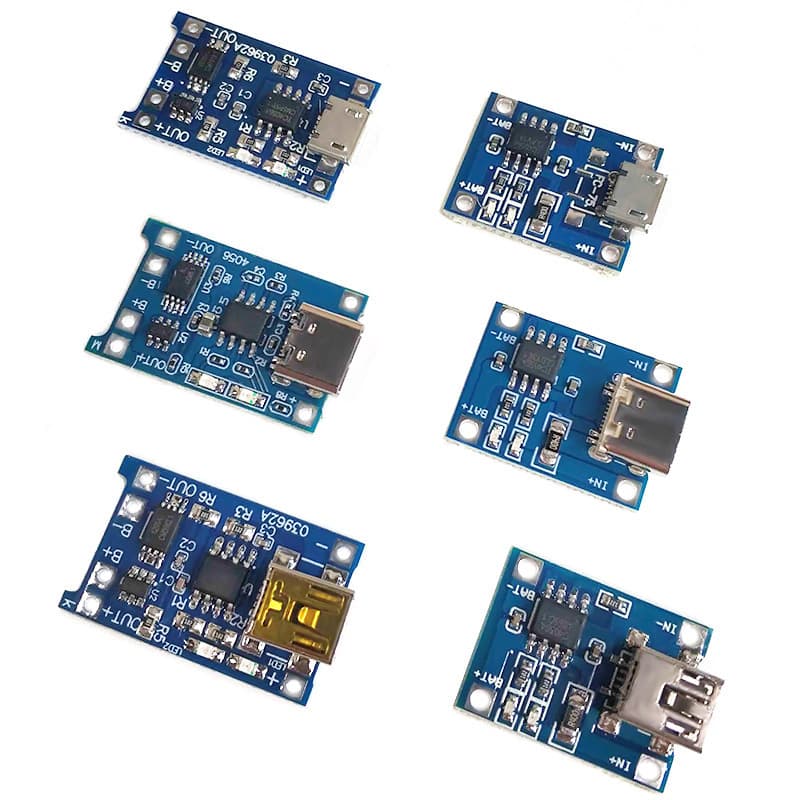 TP4056 1A Lithium Battery Charging Protection Board Module with MICRO/MINI/TYPE-C USB Interface to 4.2V Output