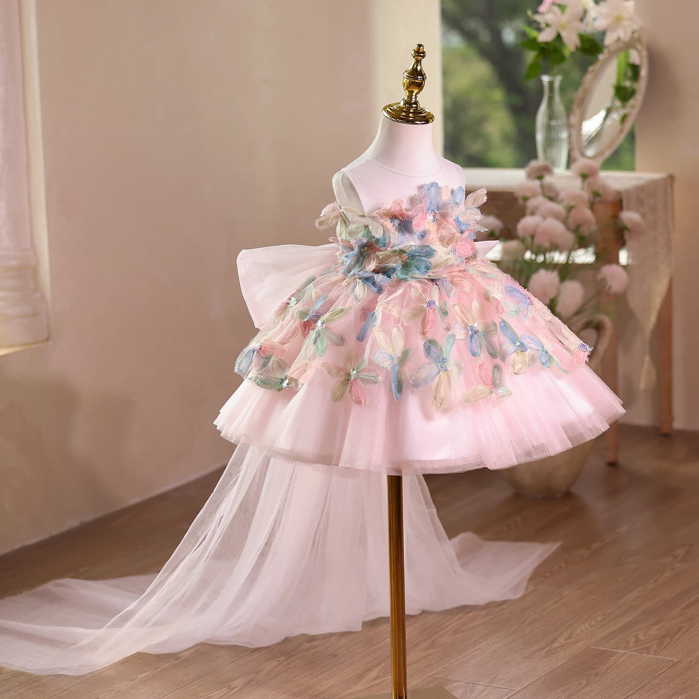 Children's Princess Dress for Girls Birthday, Host, Piano Performance, Formal Gown