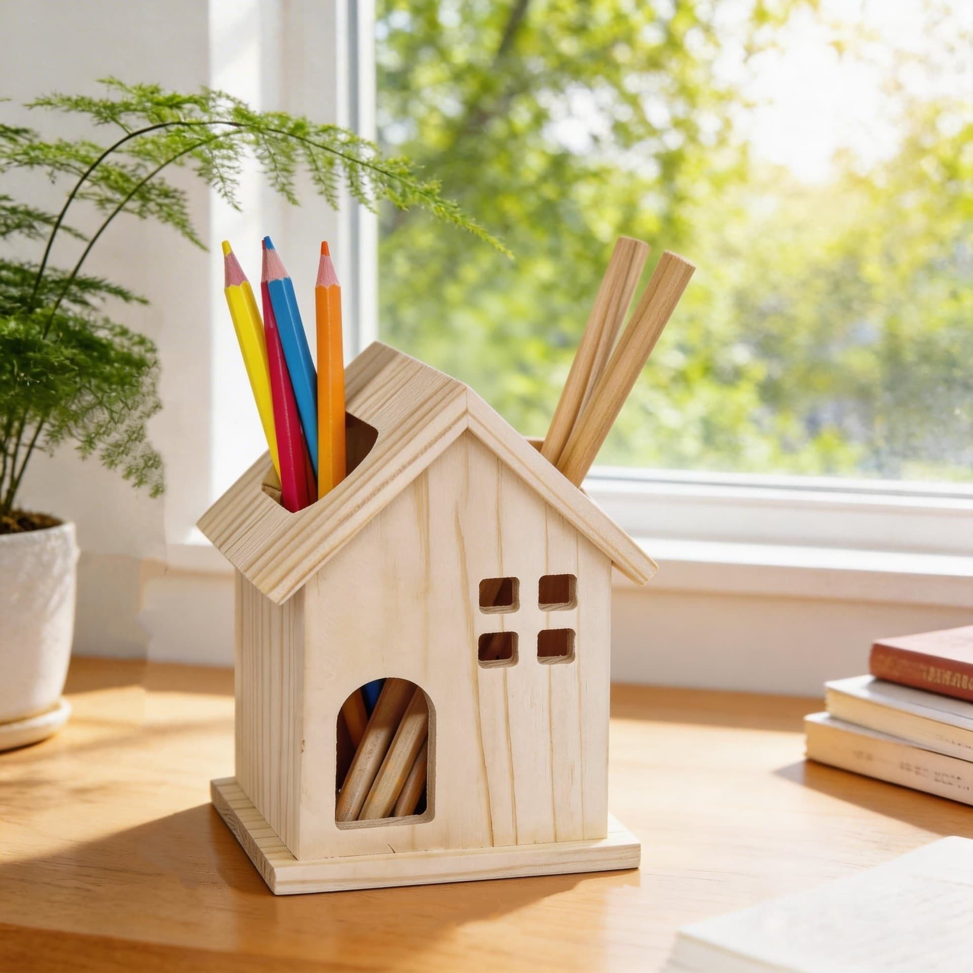 Wooden pen holder pencil pen storage box desktop stationery storage box office desk creative pen holder