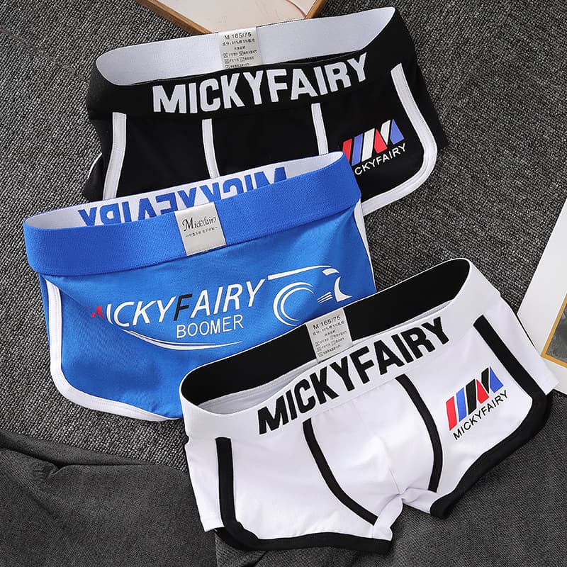 MICKYFAIRY Men's Underwear Sports Boxer Briefs Big Size Cotton Printed Shorts Drop Shipping