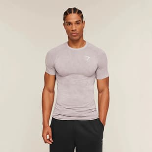GYMSHARK New Muscle Shark Streetwear Sports Fitness Milk Silk Camo Printed Short Sleeve Tight T-Shirt Top