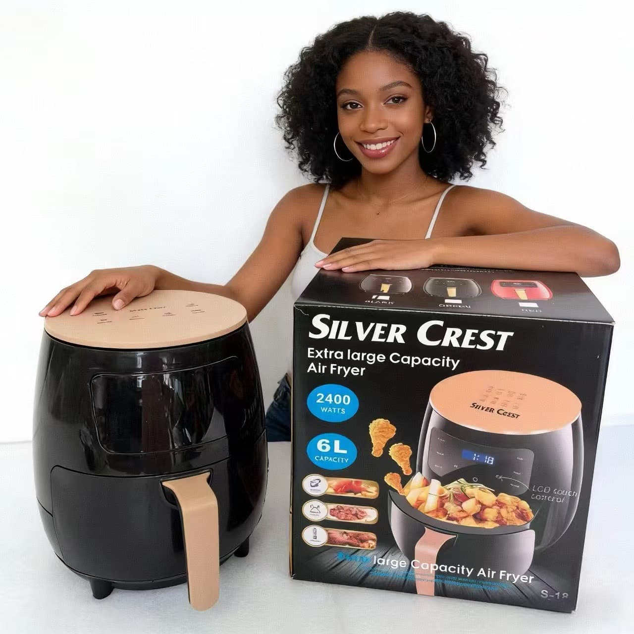 6L Air Fryer Multifunctional Smart Touch Screen Oven French Fry Maker Large Capacity Air Fryer Electric Fryer