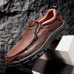 Independent Site Amazon Cross-border Hot Selling Leather Shoes Men's Genuine Leather Large Size Outdoor Shoes Casual Leather Shoes Hiking Shoes