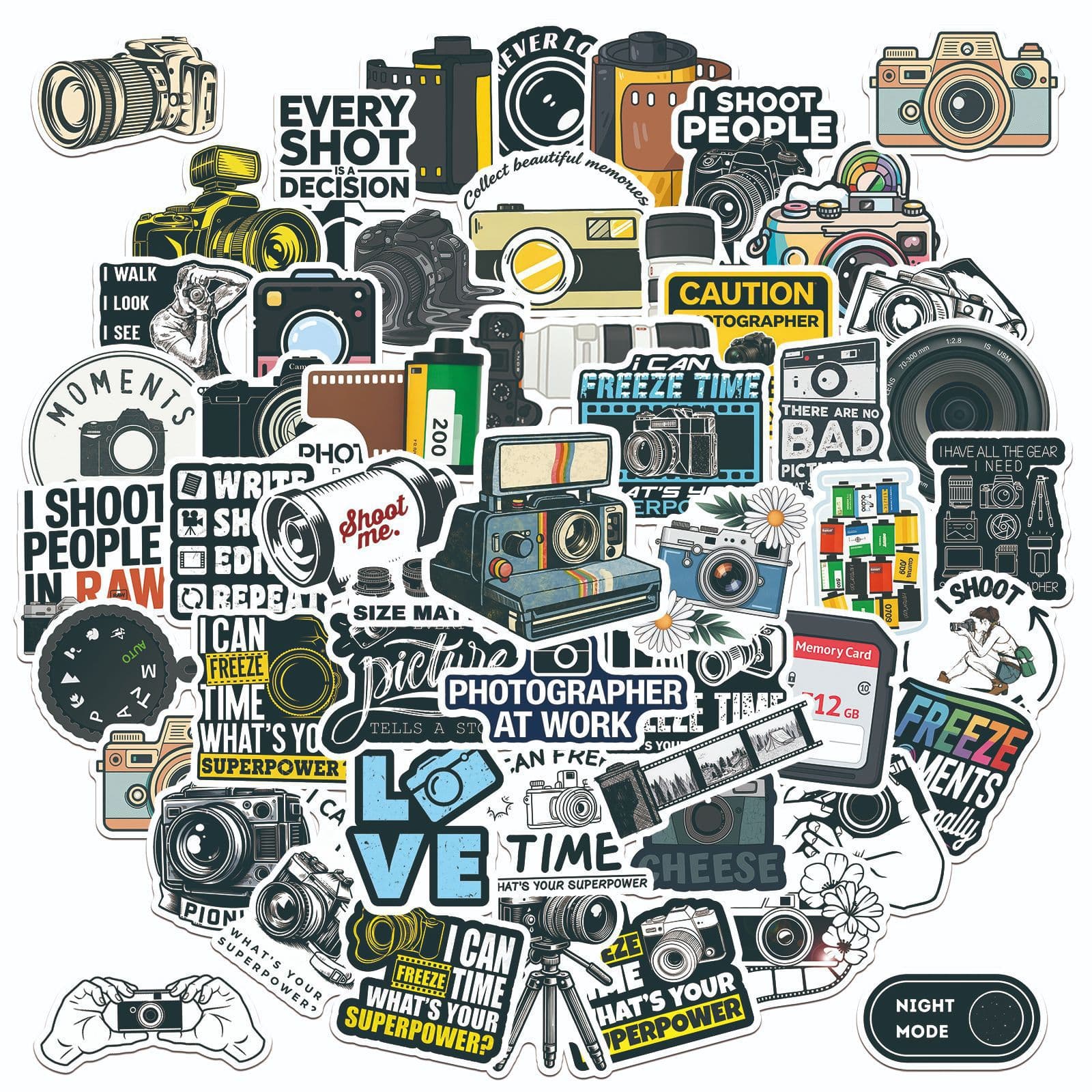 50 Retro Camera Photo Graffiti Stickers Notebook Scooter Water Cup Waterproof Decorative Hand Account Cartoon Stickers