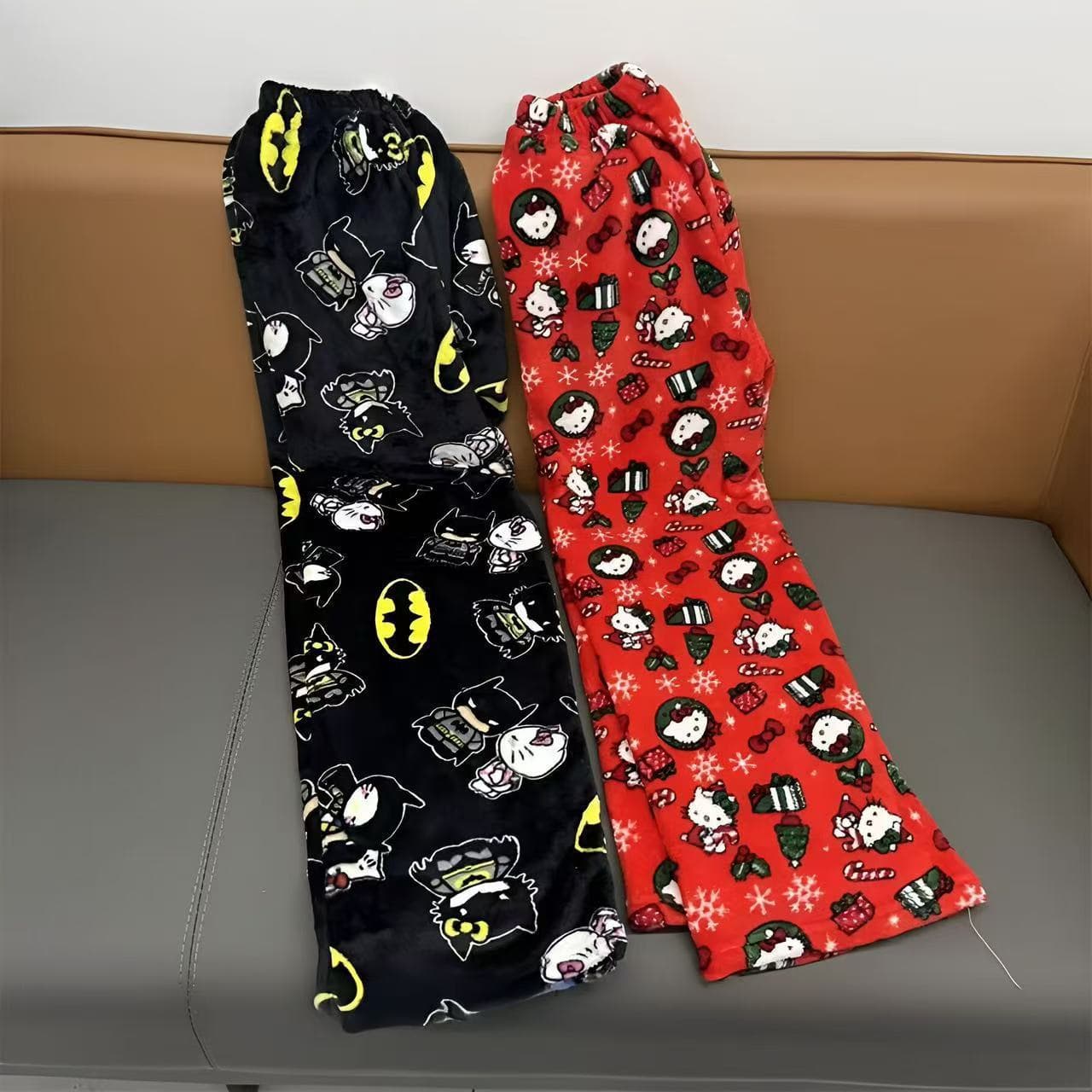 Cross-border Trade AliExpress Cartoon Cat Christmas Fleece-lined Sleep Pants for Women, Casual Autumn/Winter Flannel Pants, Home or Outdoor Wear