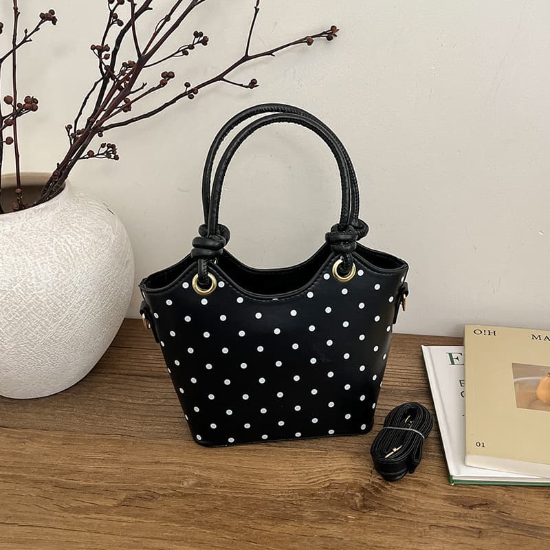 Korean Ins Polka Dot Bucket Handbag Girl Style Crossbody Underarm Bag Women High-End Fashion Versatile Handbag