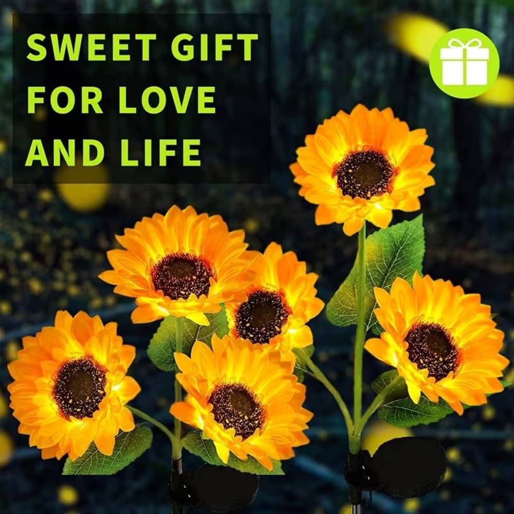 Solar-Powered Sunflower Flower Lights for Outdoor Gardens, Courtyards, Villas, and Lawn Landscape Decoration, Led Artificial Flower Ground Lights