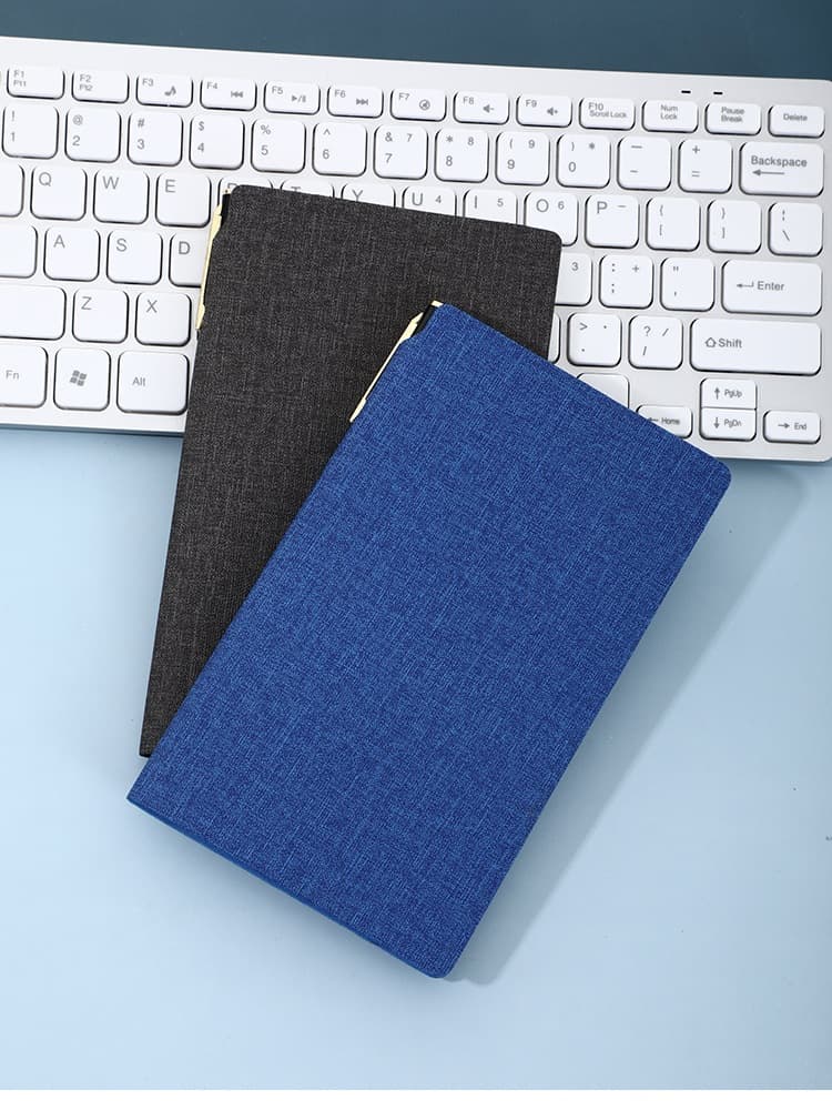 Simple College Student Notebook with Pen Slot, Personalized Creative Soft Cover A6 Carry-on Notepad, Business Diary in Blue