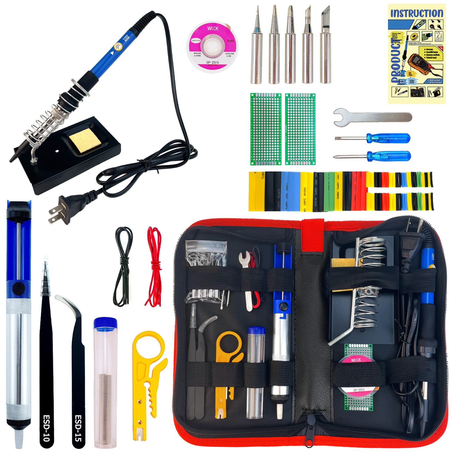 Cross-border Adjustable Temperature Soldering Iron 60W Home Repair Soldering Pen US/EU Plug 110V 220V Electric Soldering Pen Tool Set