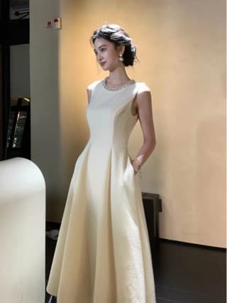 FEB7 White Dress Women 2026 Summer Waist Dress Dress Large Hem Sleeveless Little White Dress Long Birthday Dress