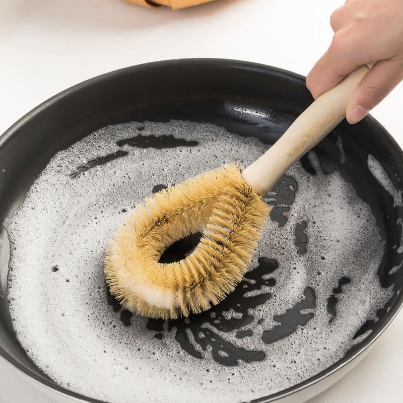 Bristle Pot Brush Long Handle Pan Scrubber Dish Brush Kitchen Cleaning Brush Soft Bristle Pot Brush Kitchen Scrubber Tool Kitchen Supplies
