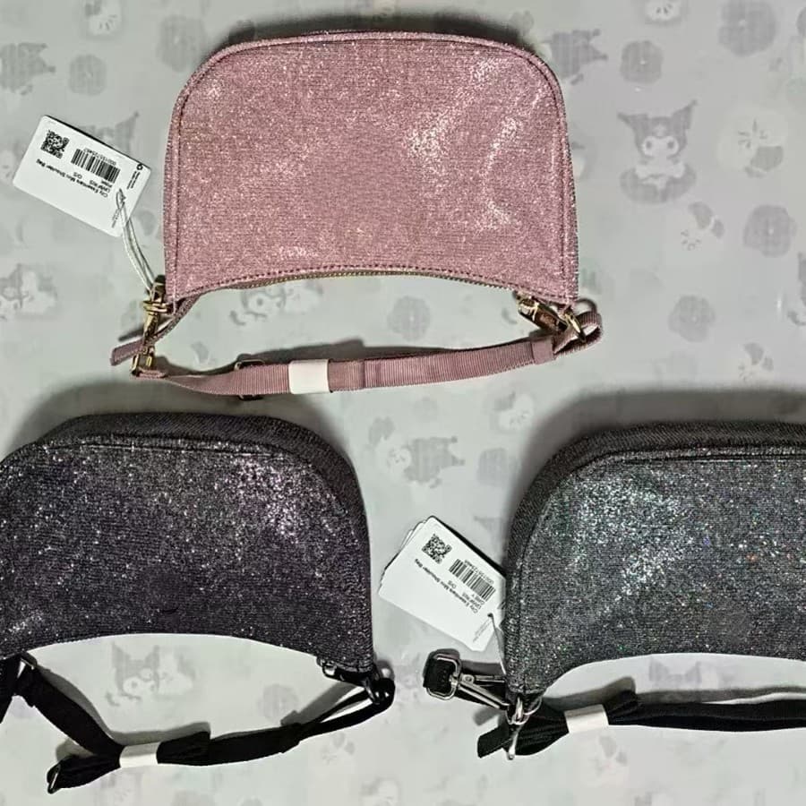 New LU Home 1L Moon Commuting Retro Versatile Handheld Underarm Bag Women's Fine Glitter Shoulder Commuting Bag