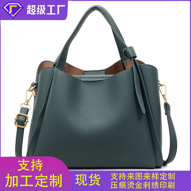 Cross-border soft leather bucket bag women's cross-body high-end large-capacity simple women's shoulder bag work commuter handbag