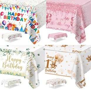 Adult and Children Birthday Party Disposable Tablecloth Birthday Table Decoration Plastic Tablecloth Waterproof Oil-Proof PE Tablecloth