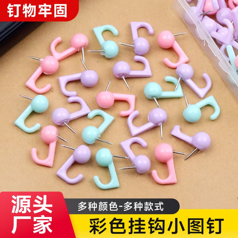Factory Wholesale Colored Crochet Hook Plastic Hook Pin Nail Soft Board Thumbtack Storage Hook Wall Load-Bearing Accessory Nail