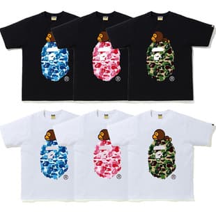 Japanese streetwear brand BAPE short-sleeve sleeping monkey camouflage ape head print summer T-shirt, casual sports half-sleeve short T for couples