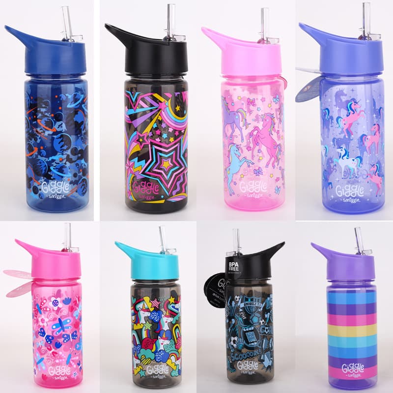Australian Smiggle Straw Water Bottle, Children's Cartoon Cup for Elementary School and Kindergarten, Baby Portable Cup
