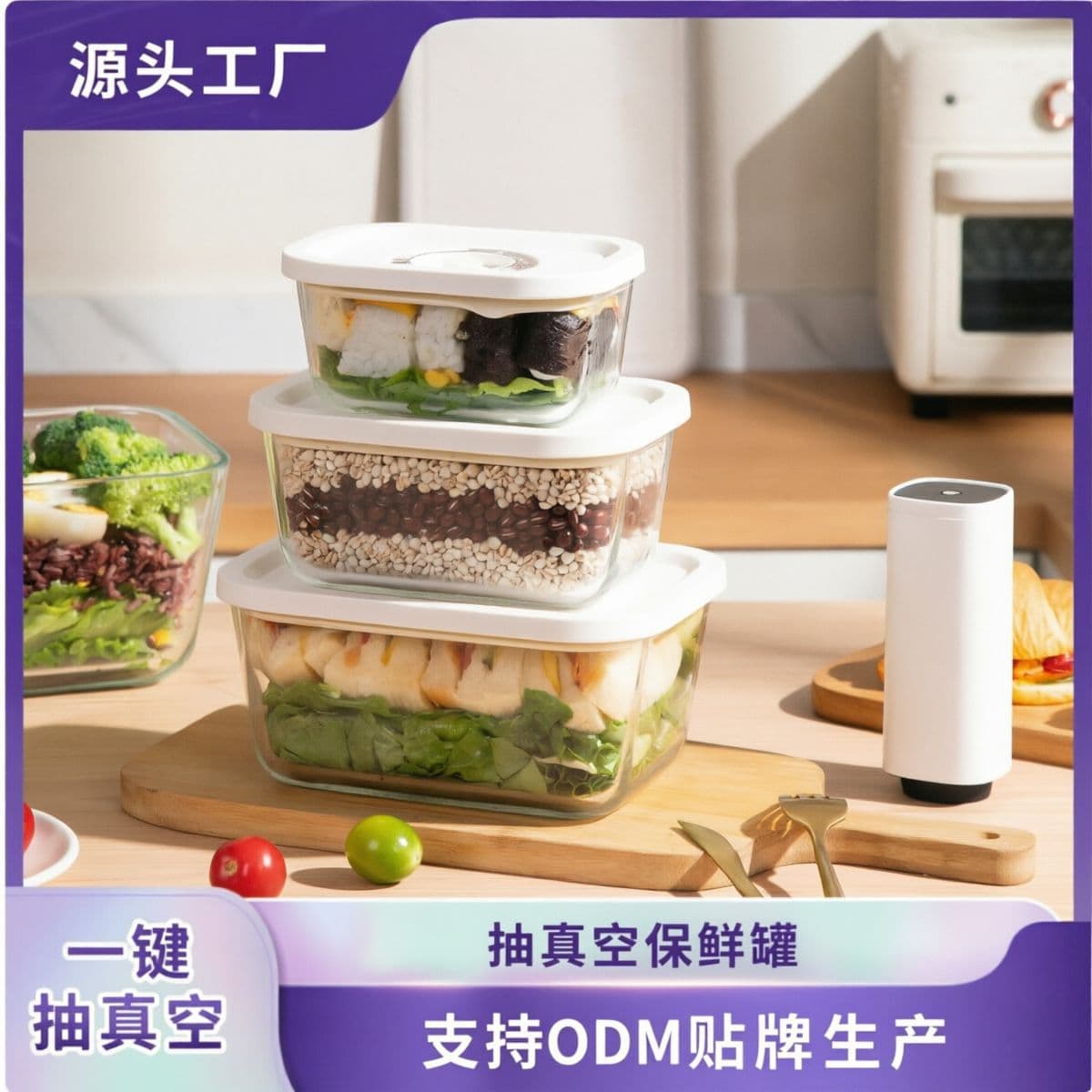 Vacuum Preservation Box, Glass Food-Grade Preservation Jar, Microwave and Refrigerator-Safe Preservation Bowl, Lunch Box, Sealed Lunch Box