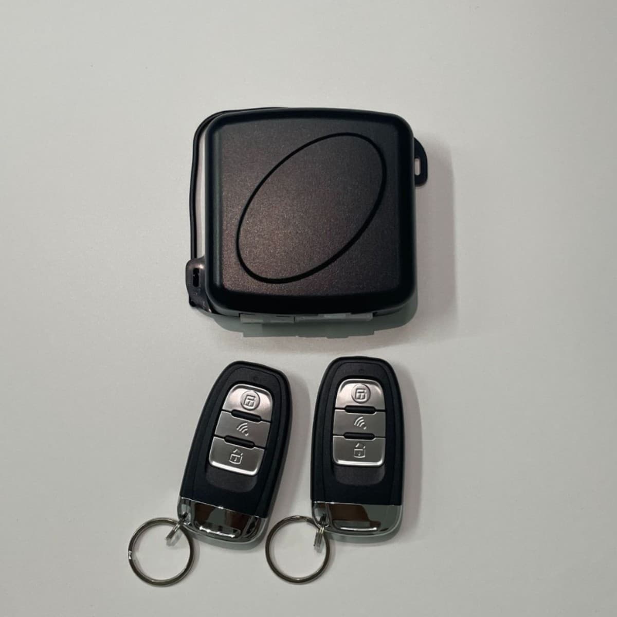 One-button start car anti-theft device with ignition off, car finding, automatic arming, remote start, and PKE.