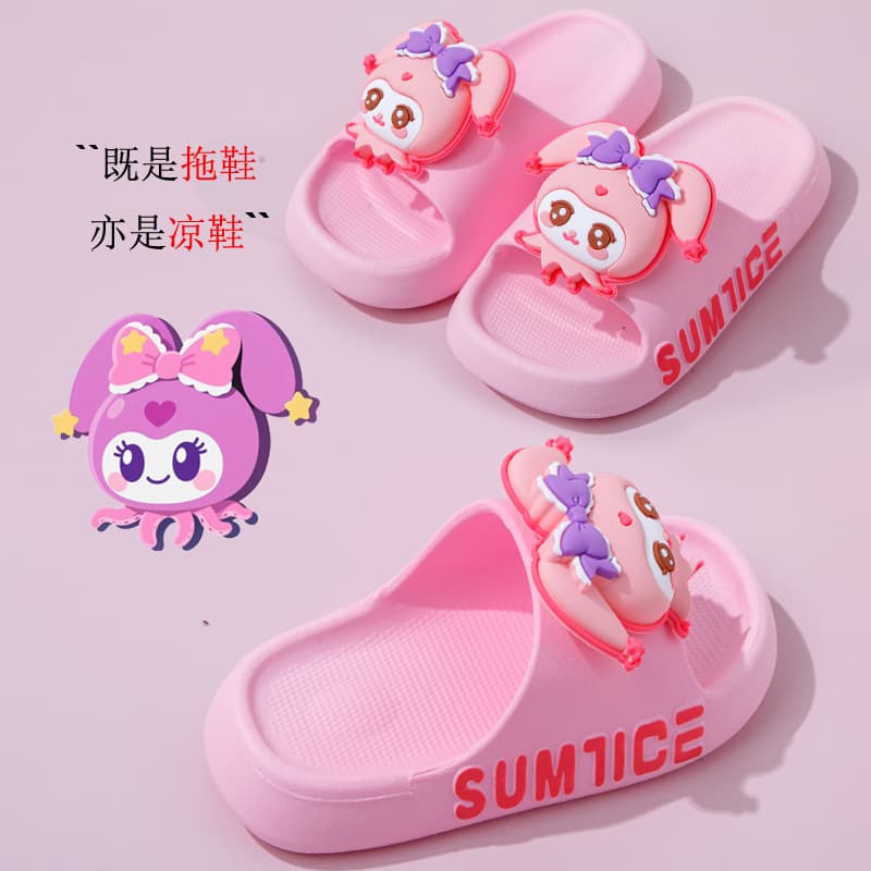 Children's Summer Slippers, Boys' Casual Sandals, Baby Indoor Anti-Slip Lightweight Girls' Cute Cartoon Flip-Flops