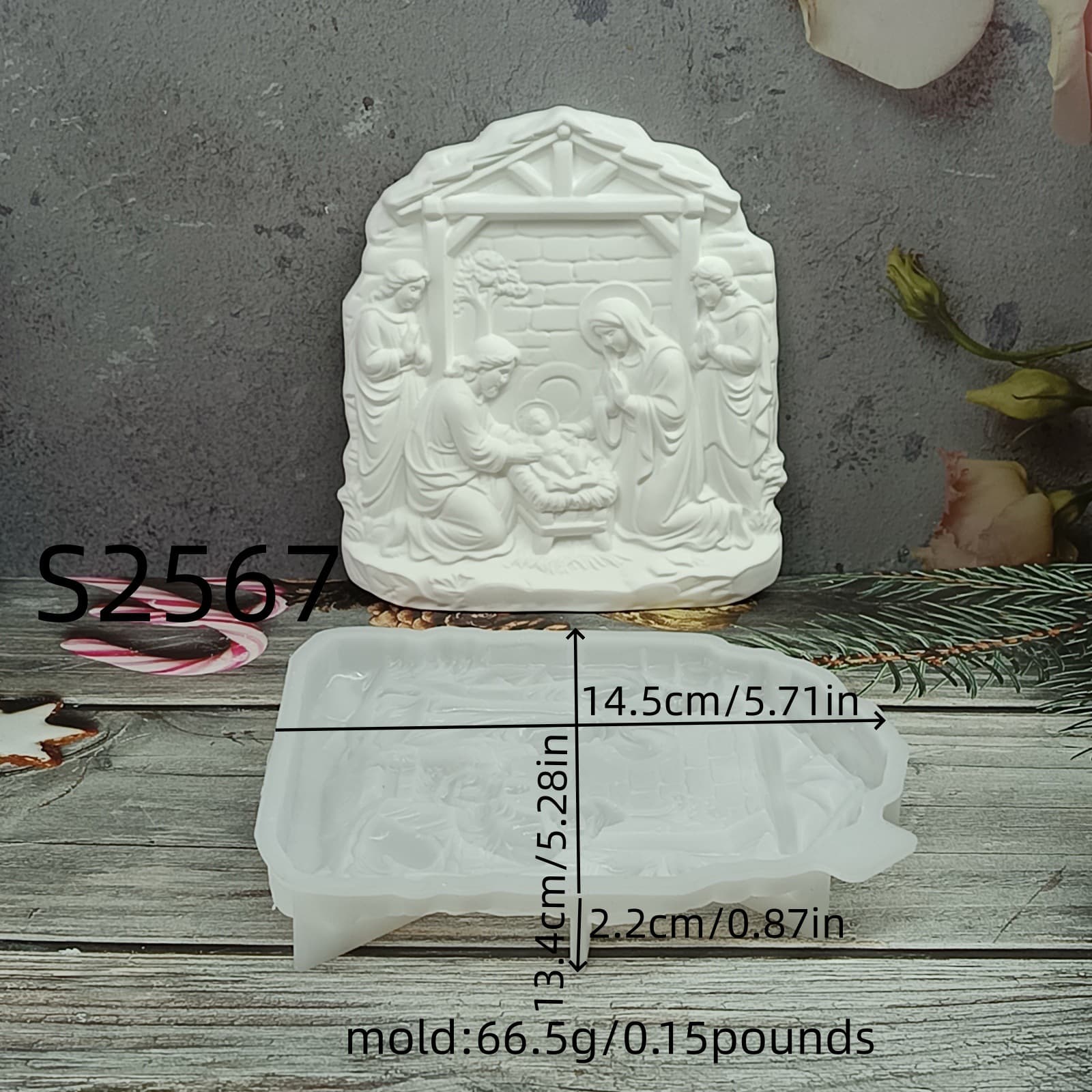 S2567+S2568+S2569 Nativity Figurine Decorative Cement Plaster Mold DIY Silicone Mold