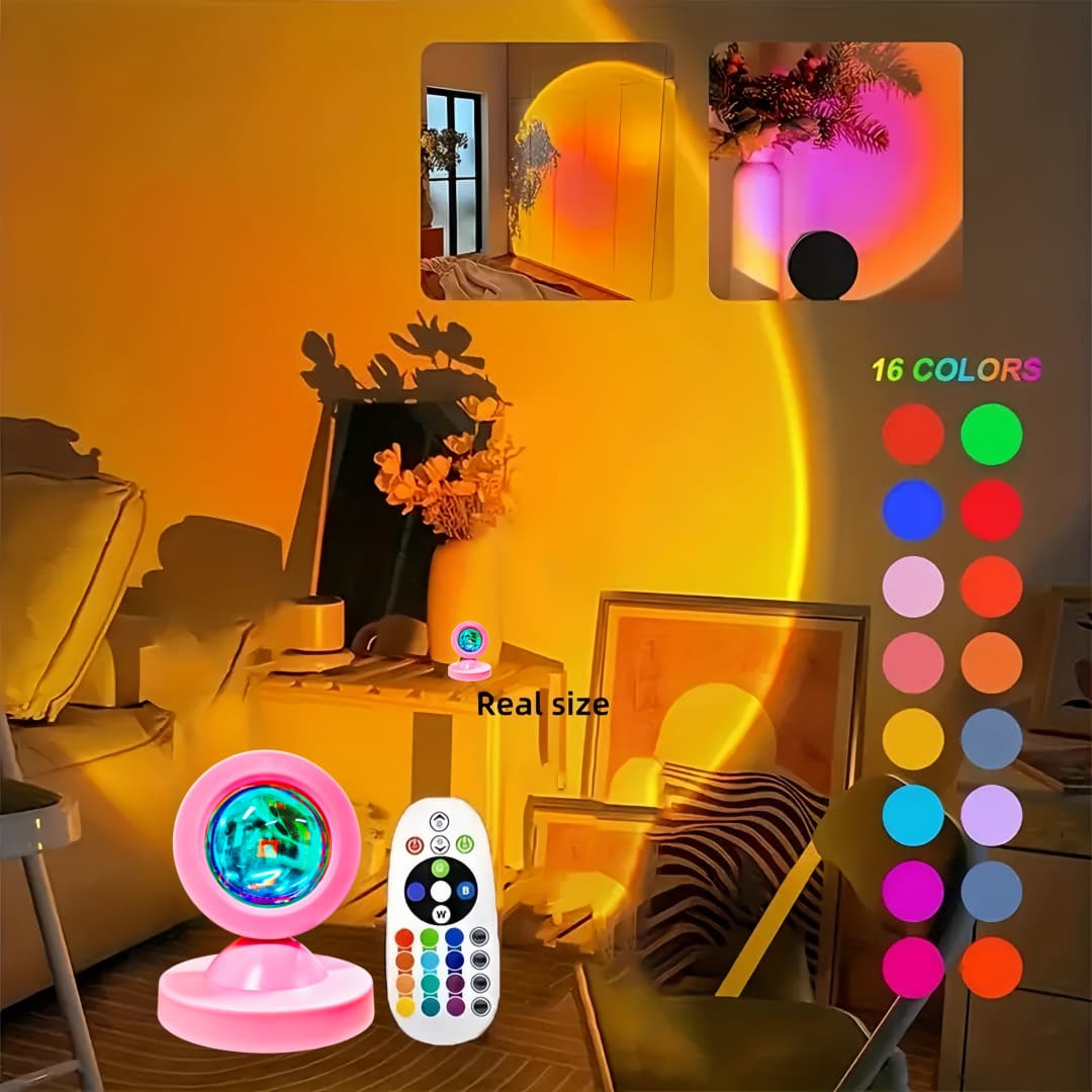 Cross-border popular sunset lamp, USB floor lamp, ambient light, rainbow background projection decoration, twilight influencer.