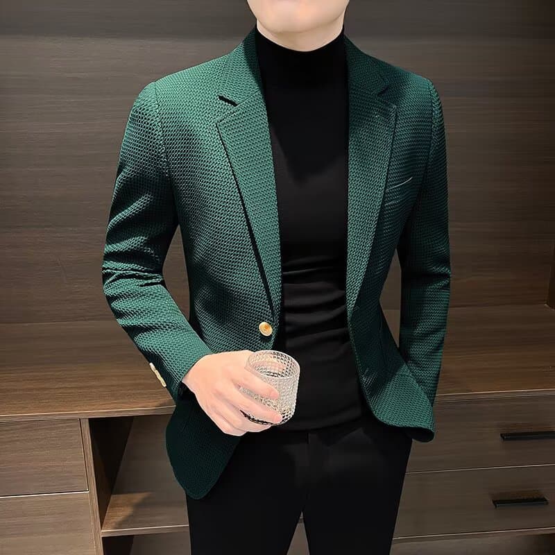 Waffle Textured Blazer Men's Spring Autumn 2025 New High-End Men's Business Casual Suit Jacket