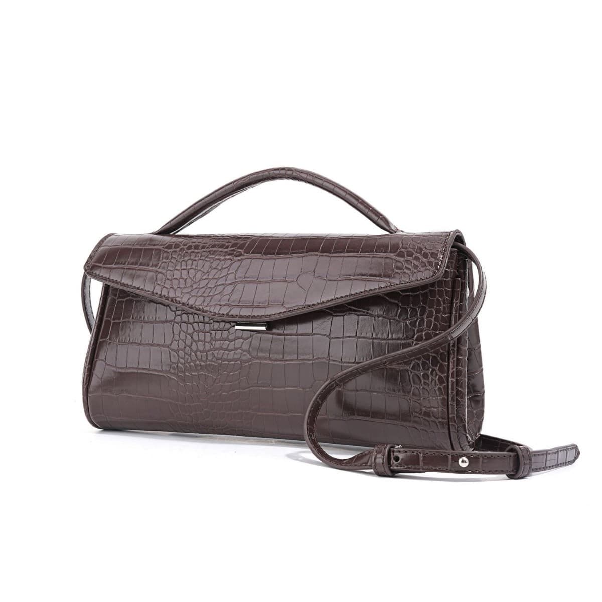 Women's Bag 2026 New Style Crossbody Bag, Niche Handheld Small Square Bag, Elegant Versatile Fashionable Single Shoulder Crocodile Texture Baguette Bag