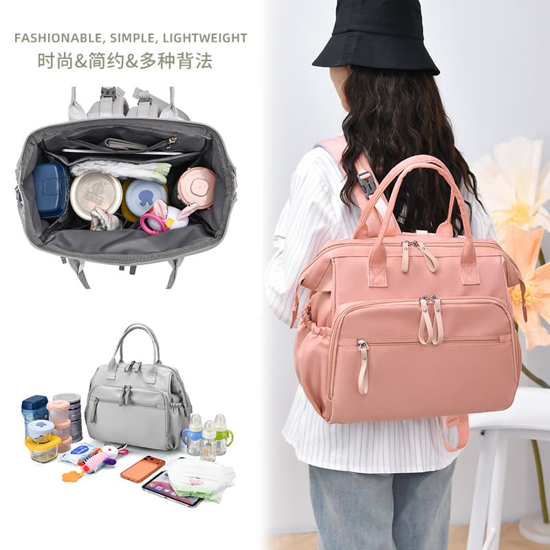 New mother and baby mommy bag, lightweight women's bag for going out, fashionable backpack, large capacity baby bottle storage mother and baby bag