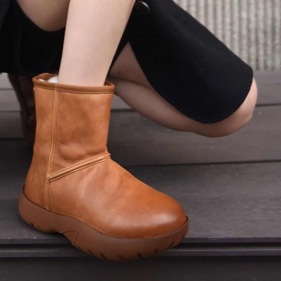 [In Stock] 0102 Northeast Fleece-Lined Snow Boots Thick Sole Short Boots Thickened Height-Increasing Warm Cotton Boots