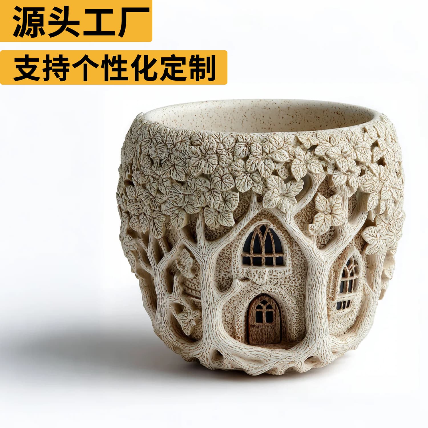 Lexin Aromatherapy Candle Gypsum Empty Cup Elf Treehouse Potted Container Creative Ornament Ins Style Hand-painted DIY