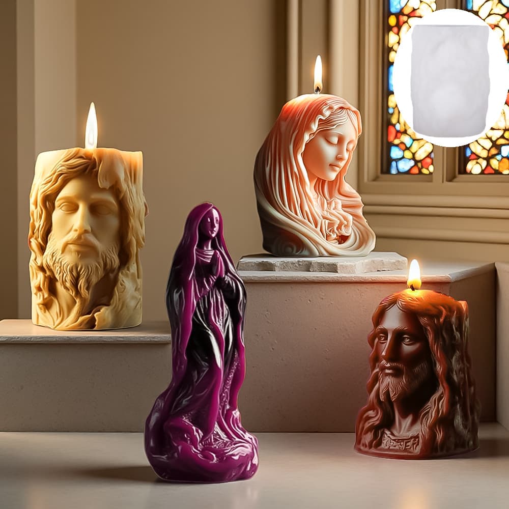 Holy Face Series Silicone Mold DIY Aromatherapy Candle Plaster Crafts Home Decoration Baking Mold Decoration