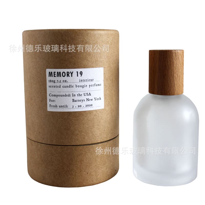 In Stock Frosted Clear 30ml 50ml Wooden Cap Perfume Glass Bottle with Packaging Box Set